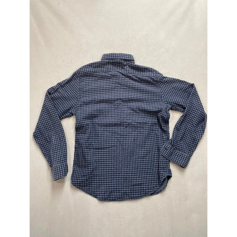 Banana Republic Mens Slim Fit Gingham Button Down Shirt Blue Grey Cotton Medium